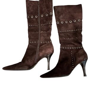 ANTONIO MELANI Vintage Dark Brown Suede Knee High Boots